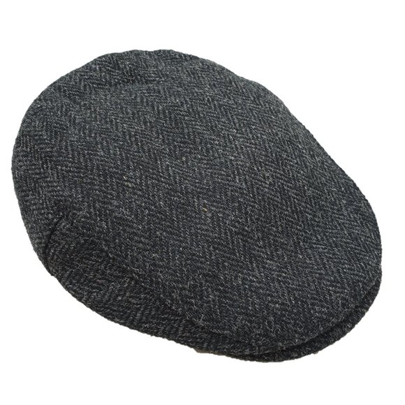 Hartside HS14 Scottish Highland Harris Tweed® Flat Cap in BLACK - PICK SIZE - Picture 9 of 11
